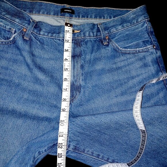 Express Wide Leg High Rise Rigid Jeans Light Wash Denim Women Size 16 S Casual - Picture 9 of 16